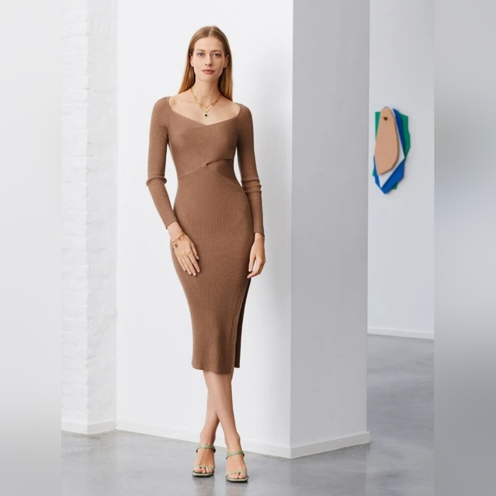 MOTF (Shein) PREMIUM WOOL-MIX SPLIT THIGH SWEATER DRESS